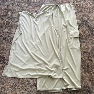 Vintage SET 1990’s cargo maxi skirt and tank top. Kathy Lee collection medium